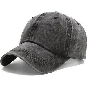 Black Cotton Dad Hat Adjustable Baseball Cap Low Profile Unisex Golf Outdoor